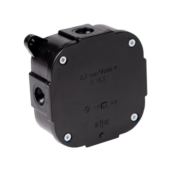 puszka n/t hermetyczna czarna bez zacisków wym/zew 88x88x40 mm IP44 ViPlast 074-05