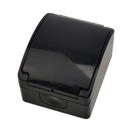 Gniazdo pojedyncze SCHUKO natynkowe ViPlast Koala IP44 czarne 181‑05 181-05
