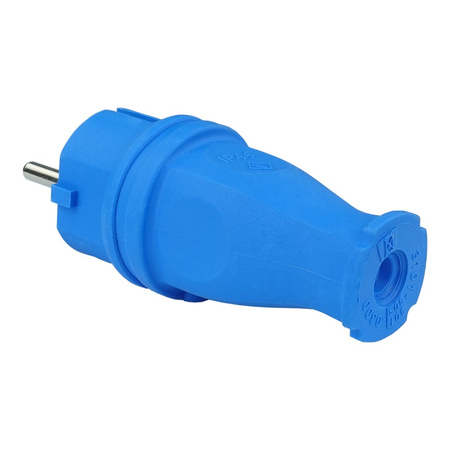 Wtyczka gumowa prosta 16A 230V niebieska Schuko 3101-301-0900