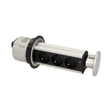 Gniazdo meblowe Ø8cm wysuwane z blatu przewodem 1.8m. 3x2P+Z OR-AE-1355