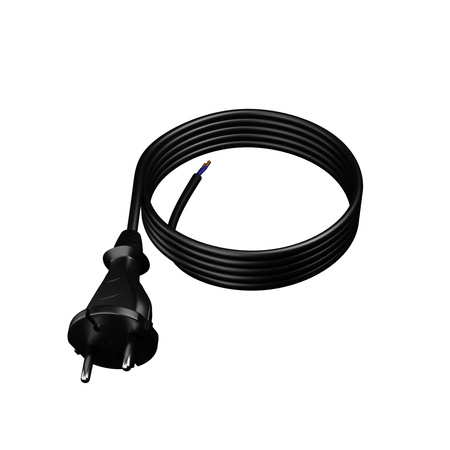 Przewód przyłączeniowy 4m z wtyczką prostą TYP E 230V 16A 2×1,5 mm² H05RR-F PP-21 czarny W-97194