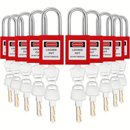 Kłódka bezpieczeństwa LOTO 38mm Zamek OSHA z kluczami czerwony Lockout Tagout do stacji i urządzeń zabezpieczających