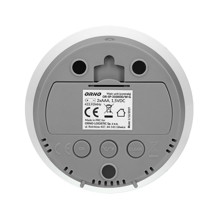 Bezprzewodowa stacja pogodowa z pomiarem temperatury zewnętrznej i wewnętrznej biało-szara OR-SP-3100/W-G