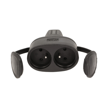 Hermetyczne. podwójne gniazdo gumowe 2P+Z. IP44 OR-AE-13117