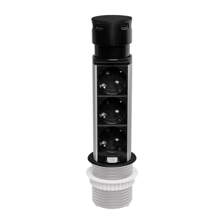 Gniazdo meblowe do zabudowy 3x 230V Schuko i 2x USB-A W-72013