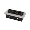 Gniazdo meblowe wpuszczane w blat z grubym rantem. 2x2P+Z. 3 porty USB. srebrne OR-AE-1324/G