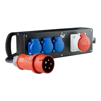 Rozdzielacz gumowy Listwa gumowa 1x16A 3x230V Wtyczka 16A 400V DV-2568-RB