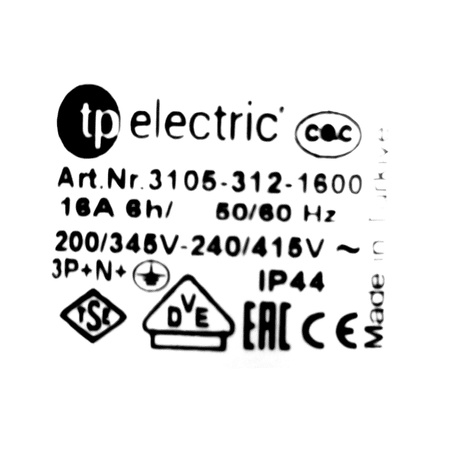 Wtyczka natynkowa CEE 5P 16A 400V IP44 VDE TP Electric 3105-312-1600