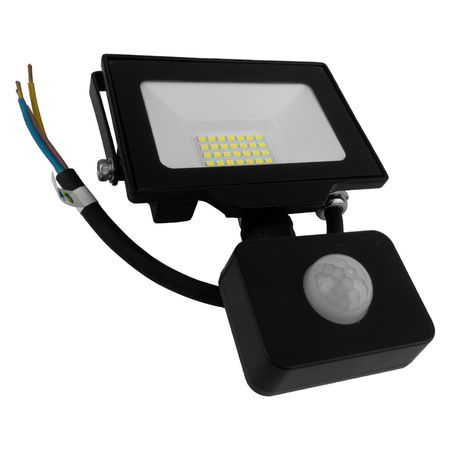 Naświetlacz LED 20W z czujnikiem ruchu czarny IP65 oświetlenie zewnętrzne 2000lm GT-GCR20W-64