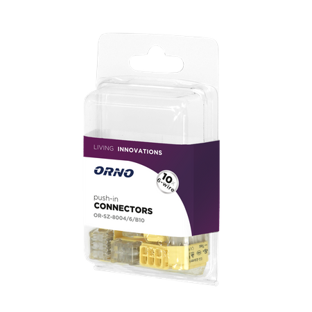 Złączka instalacyjna wciskana 6-przewodowa na drut 0.75-2.5mm2 IEC 300V/24A Blister 10 szt. OR-SZ-8004/6/B10
