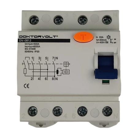 Wyłącznik różnicowoprądowy Typ A Doktorvolt 300mA 63A 4P RCD DV-0812