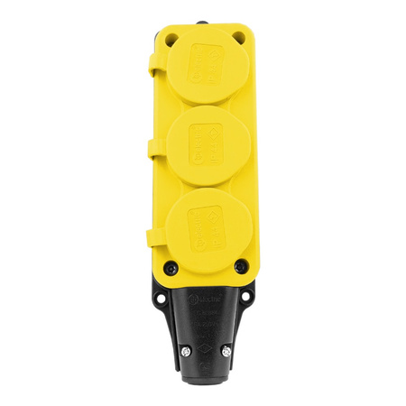 Listwa zasilająca 3 gniazda 16A 230V bez kabla żółta Schuko 3101-308-0700