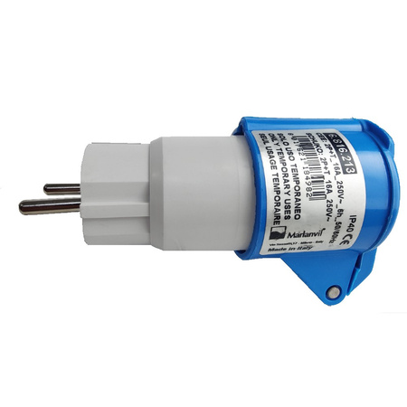 Marlanvil Adapter kempingowy wtyk Uni-Schuko 16A 250V na 16A CEE gniazdo przejściówka IP40 6.816.213