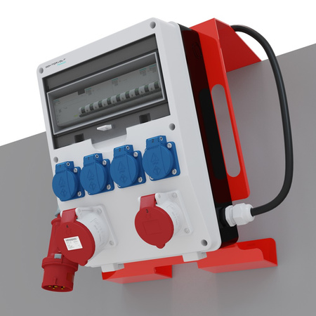 Rozdzielnica budowlana na stojaku zabezpieczenia Siemens pTD-S/FI SET przenośna z gniazdami 16A 32A CEE MENNEKES 4x230V rozdzielnia elektryczna na budowę skrzynka elektryczna z zabezpieczeniem Doktorvolt DV-6160-D