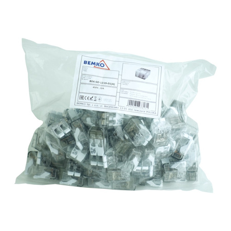 Szybkozłączka 3x 0,2-4mm2 450V 32A transparentna Bemko 1 sztuka 50 sztuk E03-P053-100