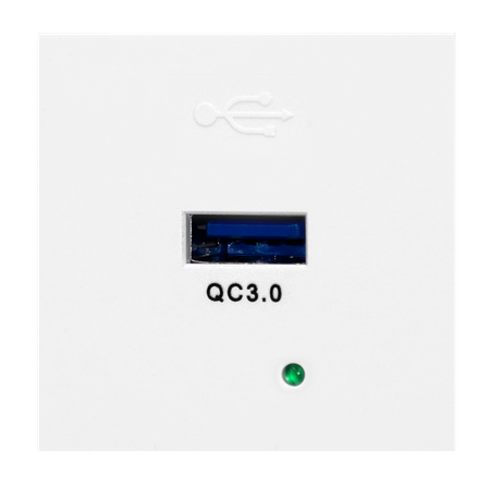 NOEN USBQ. port modułowy 45x45mm z ładowarką USB quick charge 3A/5V 2A/9V 1.5A/12V. biały OR-GM-9010/W/USBQ