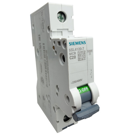 SIEMENS wyłącznik nadprądowy C20A, 1P, 10KA bezpiecznik 5SL4120-7