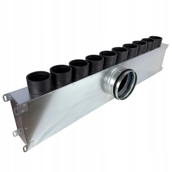 Skrzynka rozdzielcza rozdzielacz rurowy wentylacyjny fi 160 10x75 mm płaski E-KRR-10X75/160-OC (0+10+0)