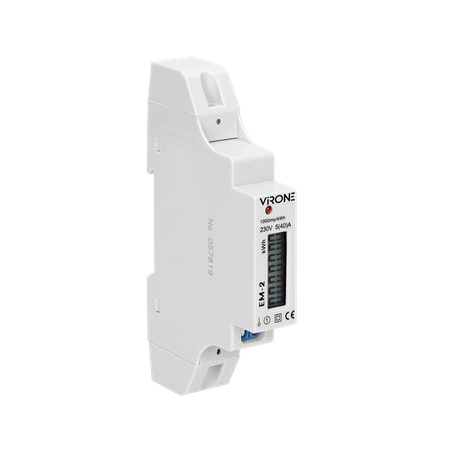 1-fazowy wskaźnik zużycia energii elektrycznej 40A wyjście impulsowe 1 moduł DIN TH-35mm EM-2