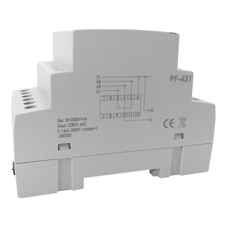 Automatyczny przełącznik faz z fazą priorytetową 16A F&F PF-431