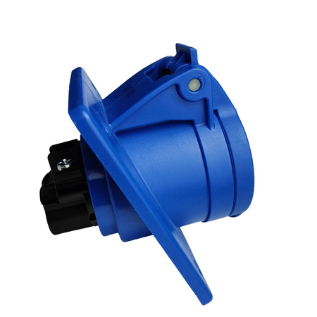 PCE Gniazdo tablicowe skośne CEE 16A 3P 230V 6h niebieskie IP44 TWIST 413-6