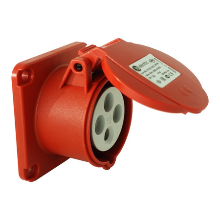 Gniazdo tablicowe proste CEE 400V 16A/4P 75x75 mm 3122-322-1675
