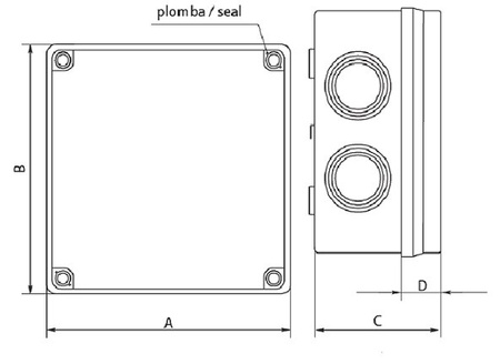 PH-5A.1 puszka hermetyczna natynkowa bez osłabień IP65 E-P 28.51