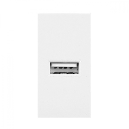 NOEN USB. port modułowy 22.5x45mm z ładowarką USB. 2.1A 5V DC. biały OR-GM-9010/W/USB