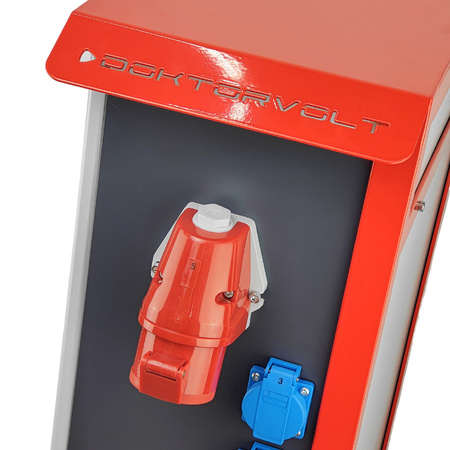 Rozdzielnica budowlana OS-S/FI SET 2x32A 1x16A CEE MENNEKES z gniazdami 8x230V na stojaku wyłącznik różnicowy rozdzielnia elektryczna przenośna na budowę skrzynka elektryczna z zabezpieczeniem Doktorvolt DV-8379-D