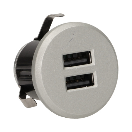 Ładowarka 2xUSB wpuszczana w blat. srebrna OR-AE-1368/G