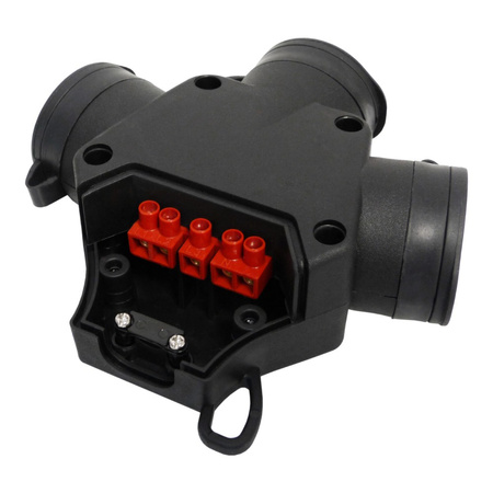 Trójfazowe gniazdo trójdrożne 3x16A 230V schuko IP54 rozgałęźnik TpE 7648