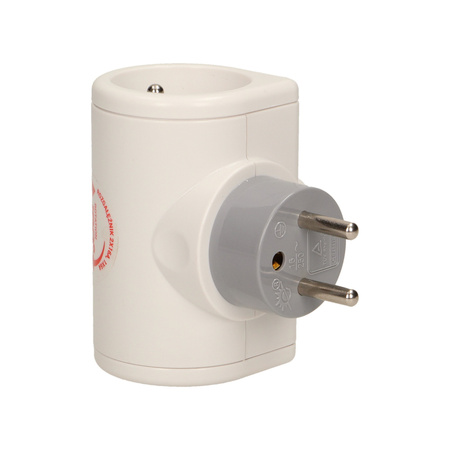 Obrotowy rozgałęźnik. 2 gniazda 2P+Z. 1 gniazdo 2P/II OR-AE-1377