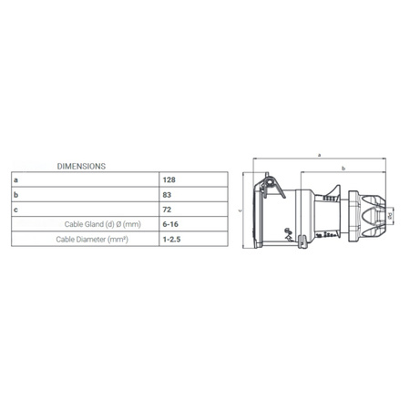 Gniazdo przenośne kempingowe 3P 16A IP44 230V 0546