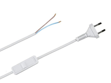 Przewód z wtyczką płaską i wyłącznikiem 1,9m przyłączacz TIMEX PWS-11/1,9 (BI)