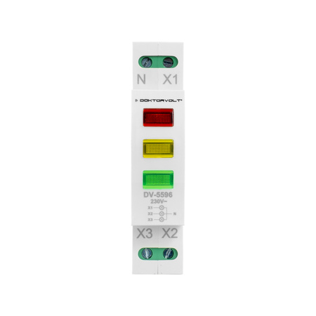 Lampka sygnalizacyjna trójfazowa 230V/400V diody LED 3-f czerwony zielony żółty Doktorvolt DV-5596