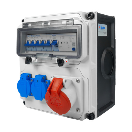 Rozdzielnica budowlana 2x16A 230V Schuko 1x16A CEE IP44 Skrzynka elektyczna BALS BL89010