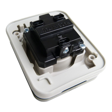 Gniazdo pojedyncze schuko natynkowe IP44 szare M-L 1592