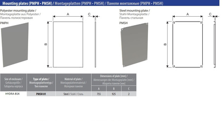 Płyta montażowa stalowa 2mm PMSH 81 do obudowy HYDRA 81x 1653