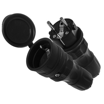 Zestaw przyłączeniowy z wtyczką WT-54 i gniazdem GN-44 250V Schuko czarny W-98861