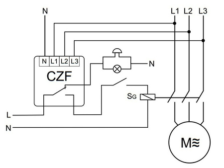 Czujnik zaniku fazy przekaźnik 230V max 10A Czujnik styk 1P F&F CZF-310