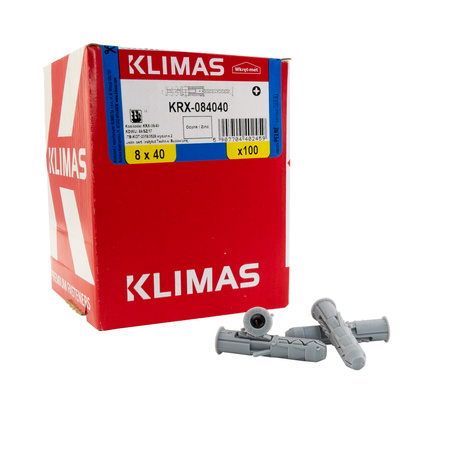 Kołek rozporowy 8x40mm z wkrętem 100sztuk 4x40mm z łbem stożkowym dybel uniwersalny Klimas Wkręt-met KRX-084040