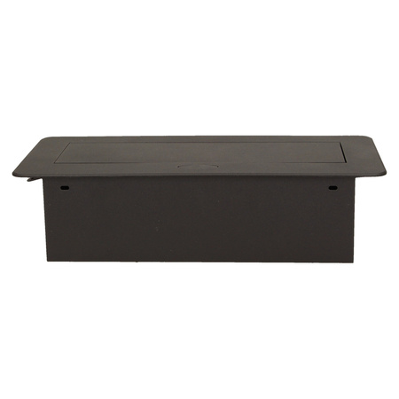 Gniazdo meblowe wpuszczane w blat z płaskim frezowanym rantem. 3x2P+Z. czarne. wersja schuko OR-AE-1336/B(GS)