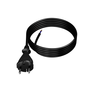 Przewód przyłączeniowy 4m z wtyczką prostą TYP E 230V 16A 2×1,5 mm² H07BQ-F PP-21 czarny W-98580