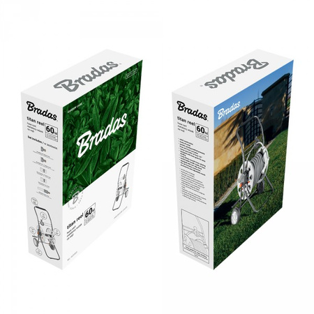 BRADAS Wózek WHITE LINE na wąż 1/2" 60m z zestawem armatury TITAN REEL WL-W5000