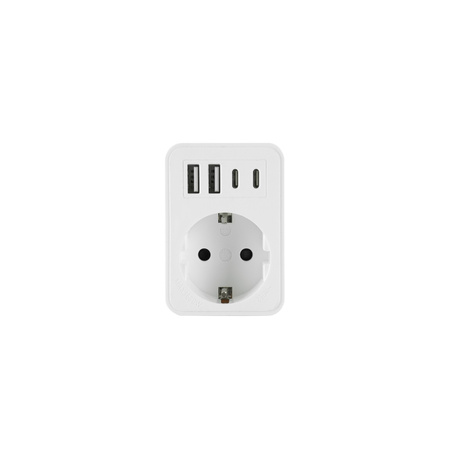 Rozgałęźnik elektryczny z 4xUSB i gniazdem 230V Schuko 3680W W-72025