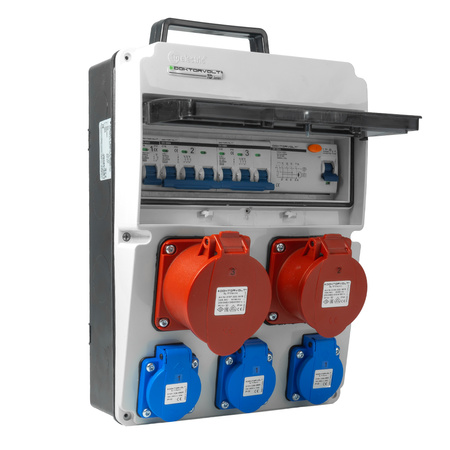 Rozdzielnica budowlana 16A 32A CEE 3x230V erbetka z uchwytem zabezpieczona Doktorvolt DV-8126-F