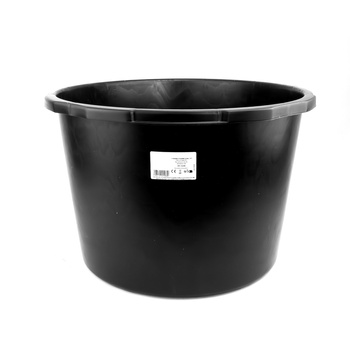 Kastra budowlana okrągła 45L czarna z regranulatu PP/PE pojemnik na zaprawę beton klej odporna wiadro z recyklingu donica kalfas DV-5640