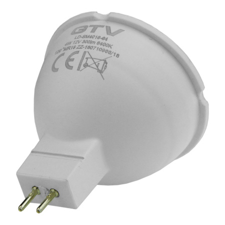 Żarówka LED 4W MR16 300lm zimnobiała 6400K GTV LD-SM4016-64