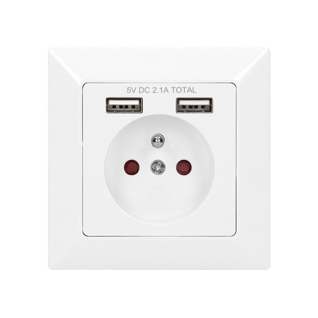 Gniazdo pojedyncze 2P+Z USBx2 OR-AE-13140