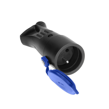 Hermetyczne gniazdo gumowe 2P+Z. proste. IP44. czarne OR-AE-1370